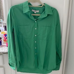 NWT green LOFT button down. Medium.